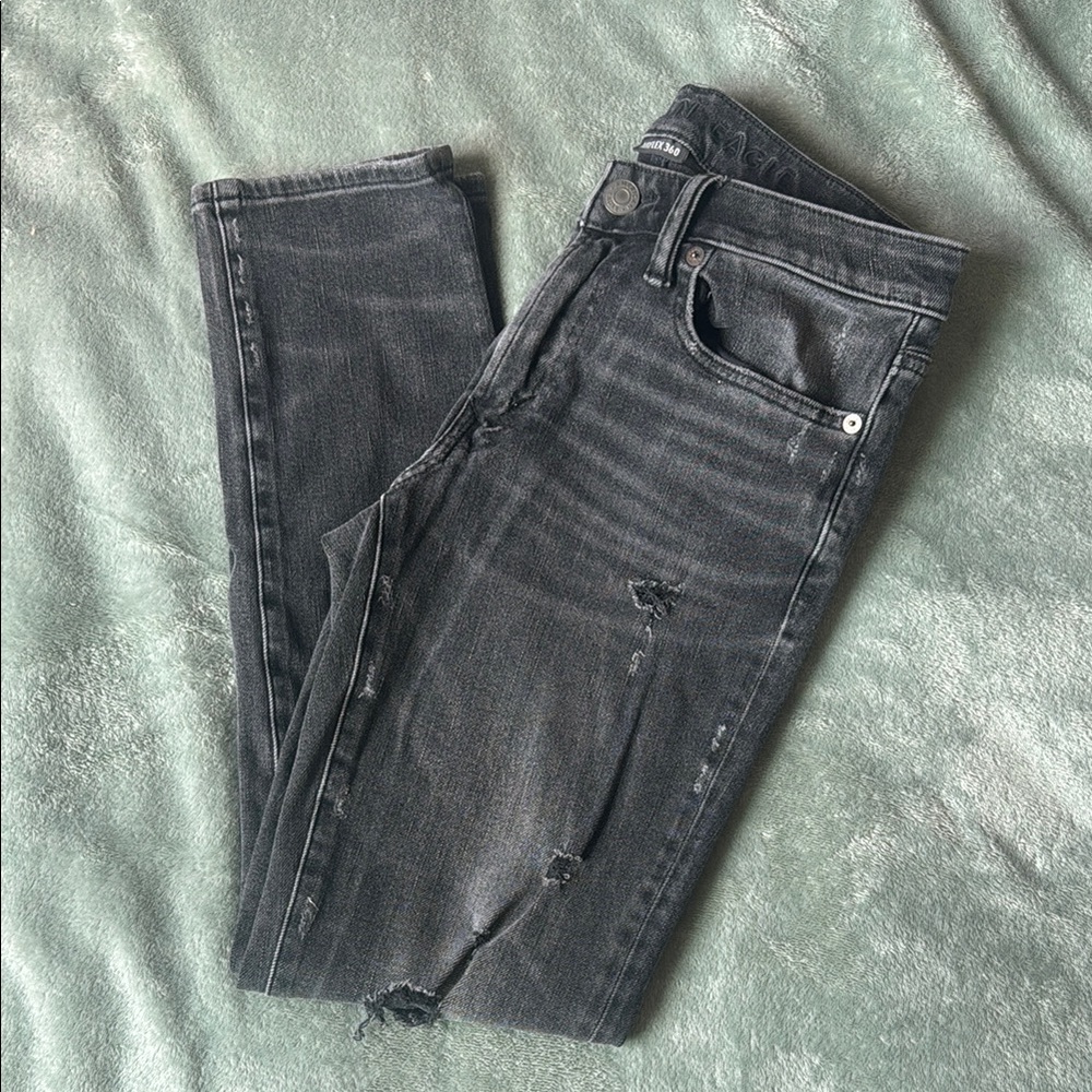 American Eagle Dark Gray Distressed Jeans